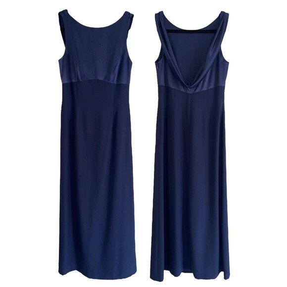 Adrianna Papell Occasions Maxi Formal Dress 8 Mother of the Bride Special Navy - Picture 1 of 10